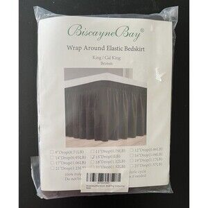 Biscayne Bay Brown Wrap Around Elastic Bed Skirt King/Cal King - 15” Drop